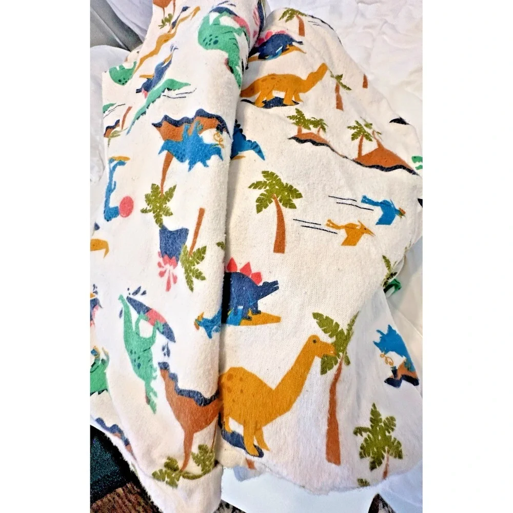 Pillowfort Full Size Kids'Dinosaur Flannel Sheet Set Cotton VGUC 2 Pillowcases